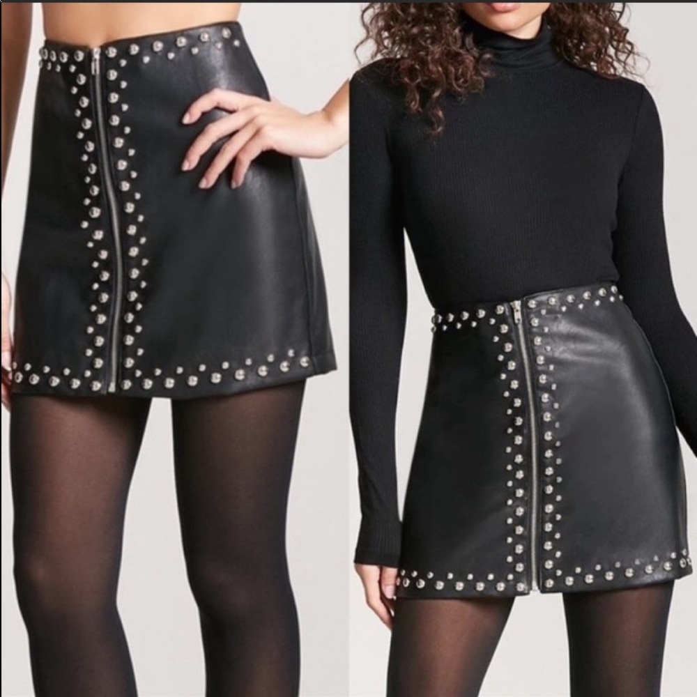 COPY - Forever 21 Studded Faux Leather Mini Skirt
